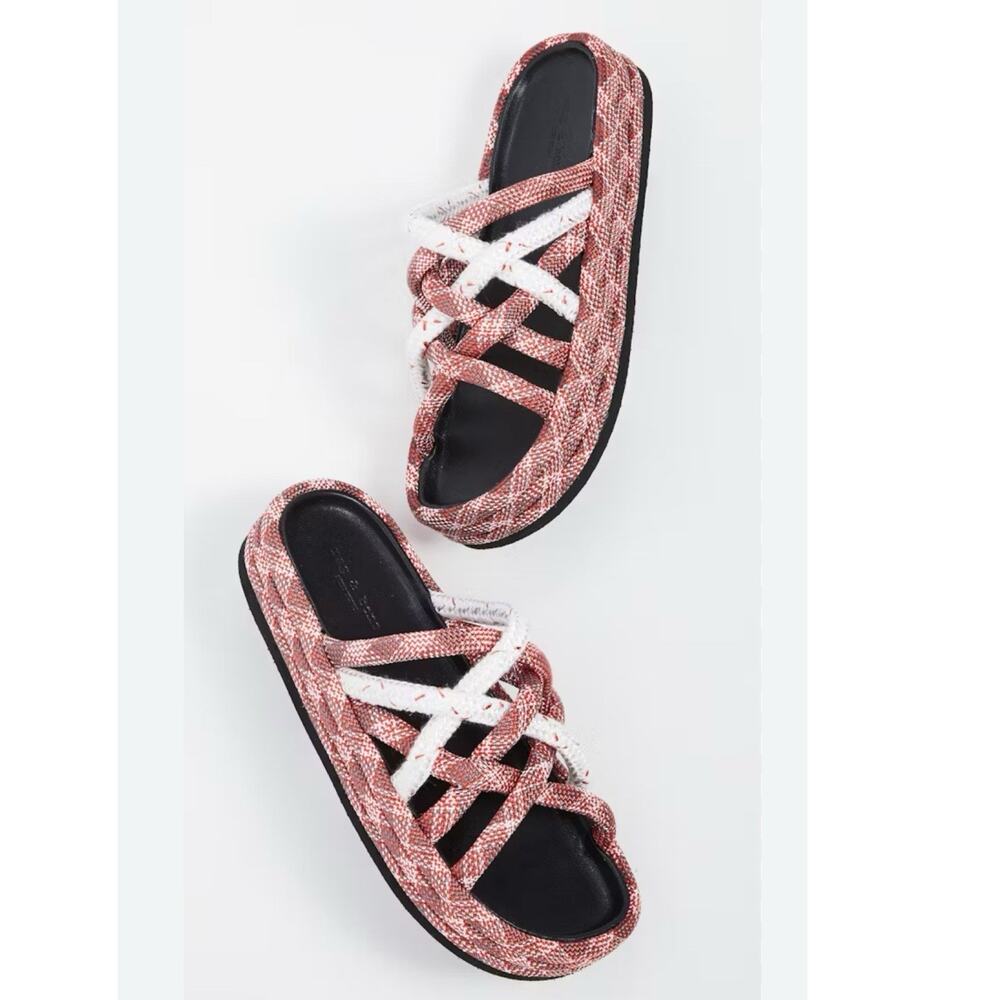 Rag & Bone Kris Platform Rope Slide white red Size 6 Preppy Designer Sandals